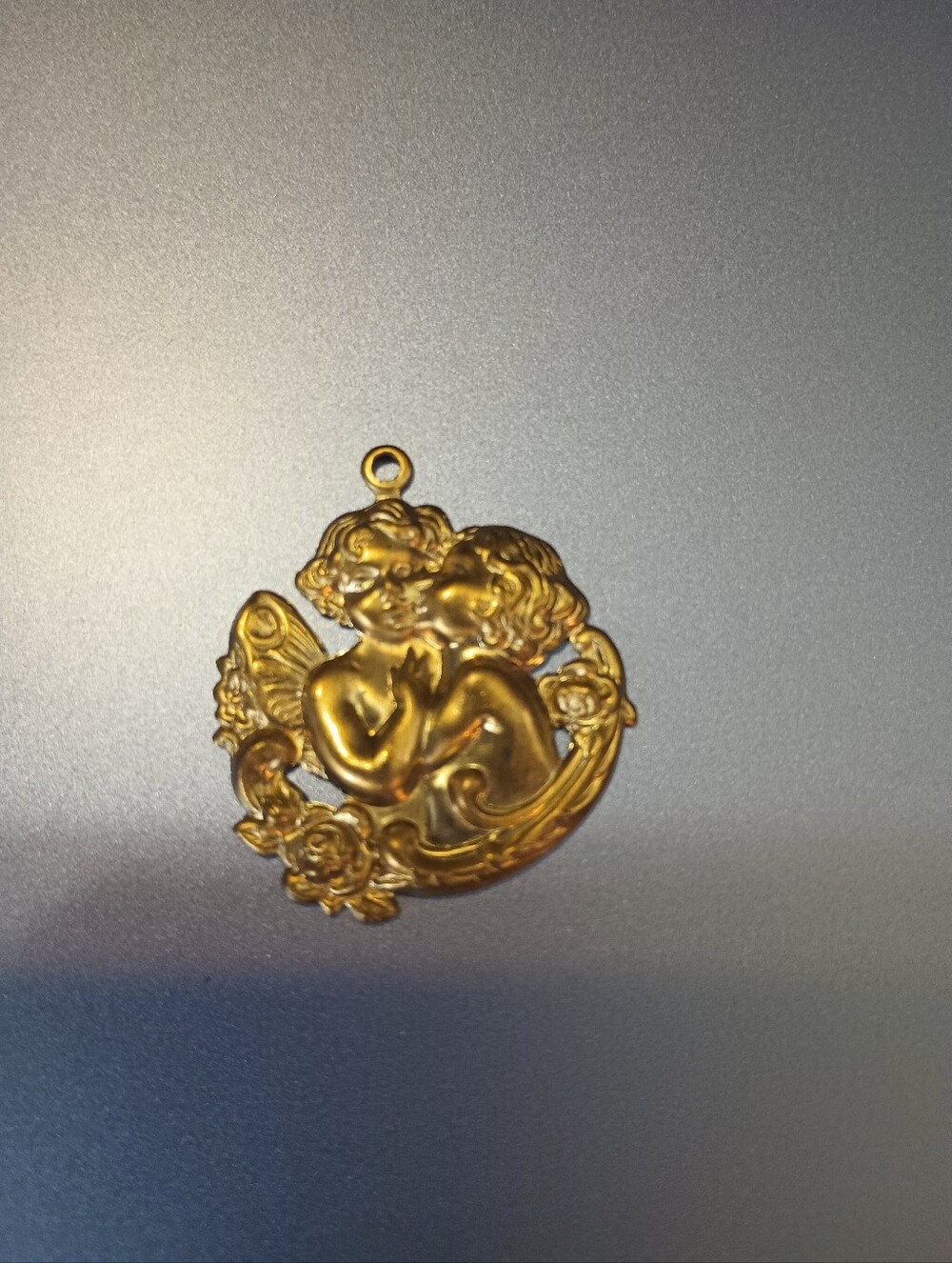 Gold Tone Metal Cherub Pendant